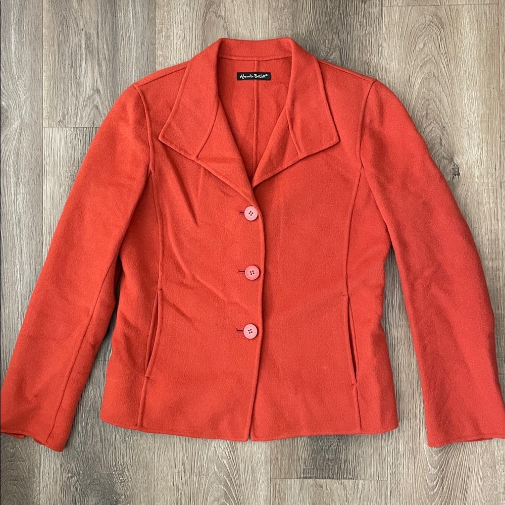 Alexandra Bartlett Wool Lady Jacket Cinnamon Red Collared Womens Extra Small XS